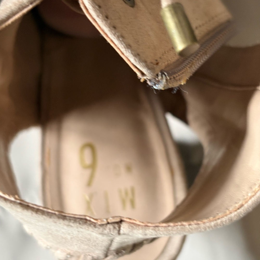 Mix No. 6 Lace-Up Peep Toe Block Heel Booties in Taupe - Picture 8 of 11